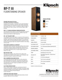 Klipsch RF-7 Mark III Reference Floor Standing Speakers Black Ash Pair B Stock